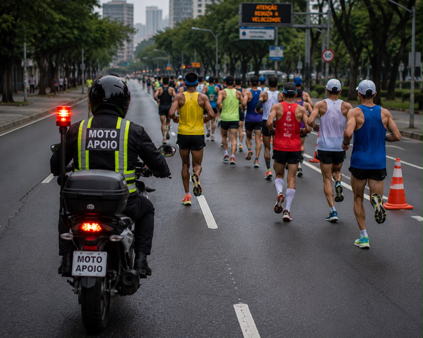 Moto apoio para corridas e ciclismo